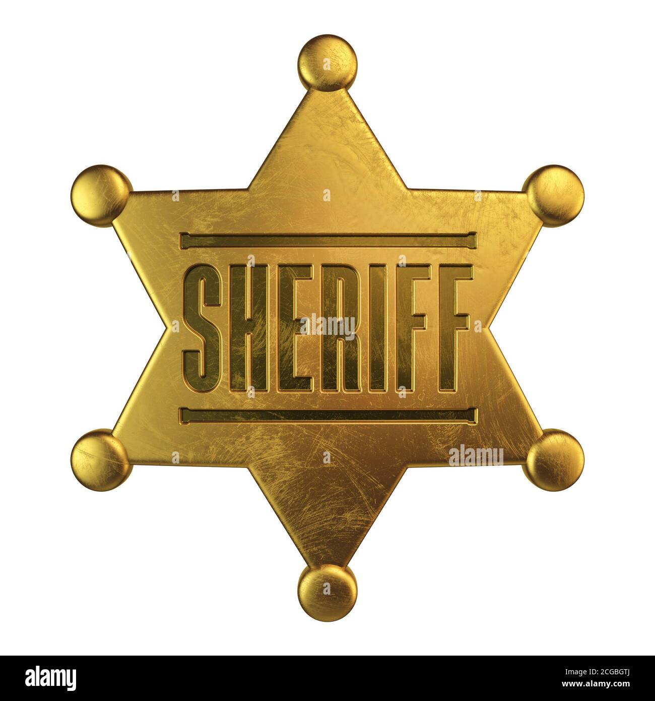 Golden sheriff badge isolated on white background 3d rendering Stock ...