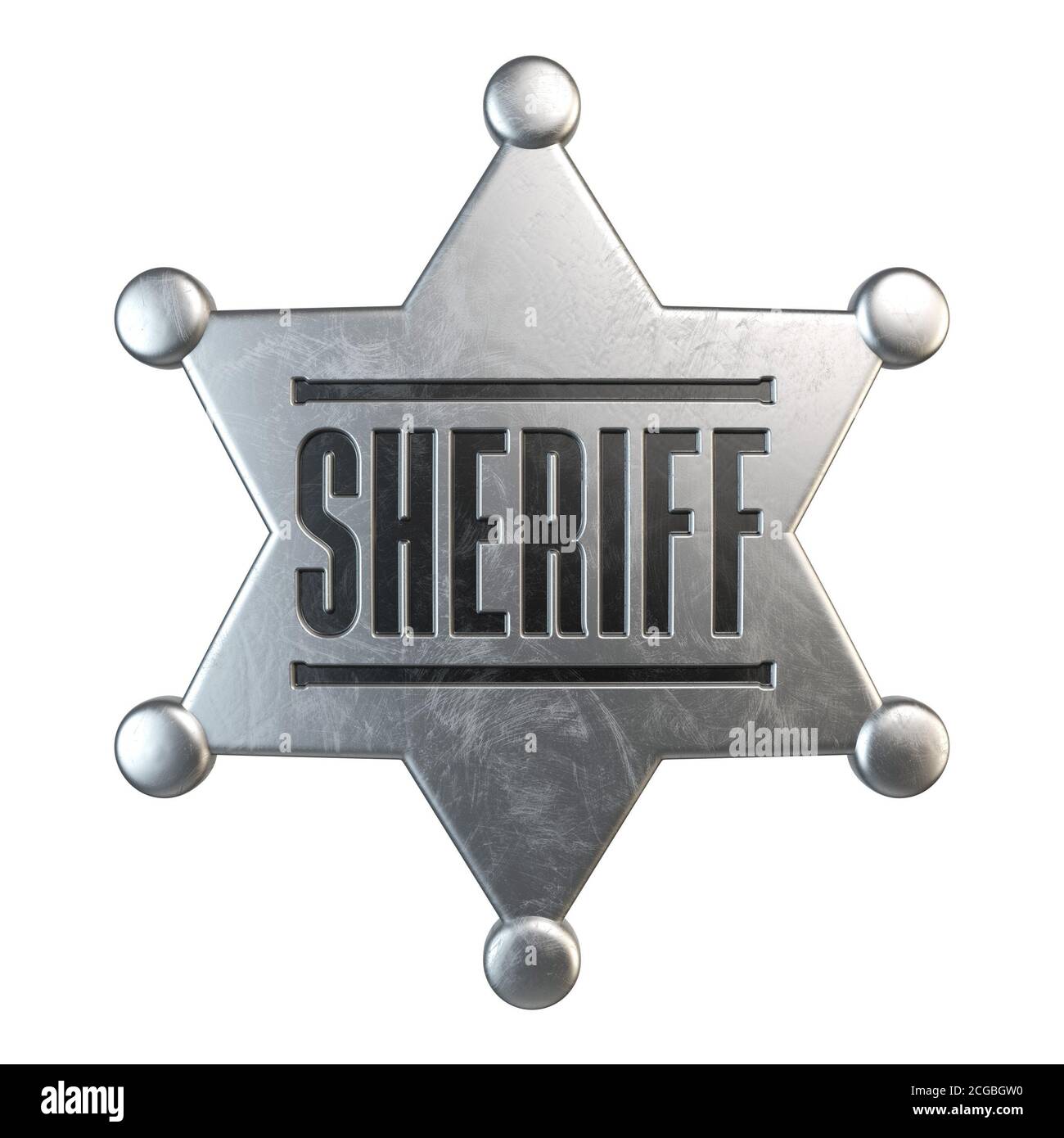 Sheriff badge isolated on white background 3d rendering Stock Photo