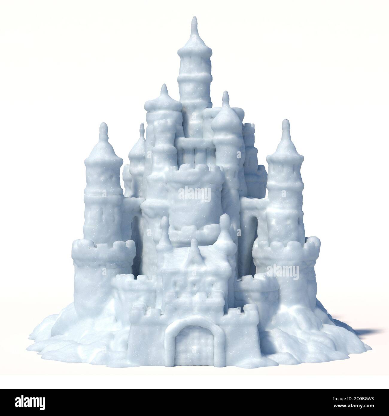Снежный замок на белый фон