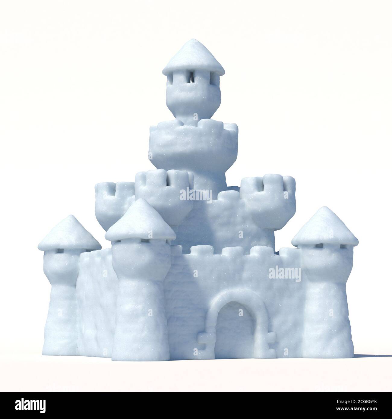 Крепость из снега на белом фоне