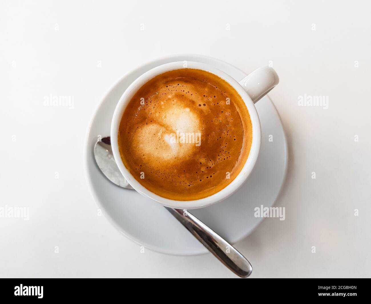 Cortado-Spanish coffee with milk in a small Cup. Stock Photo