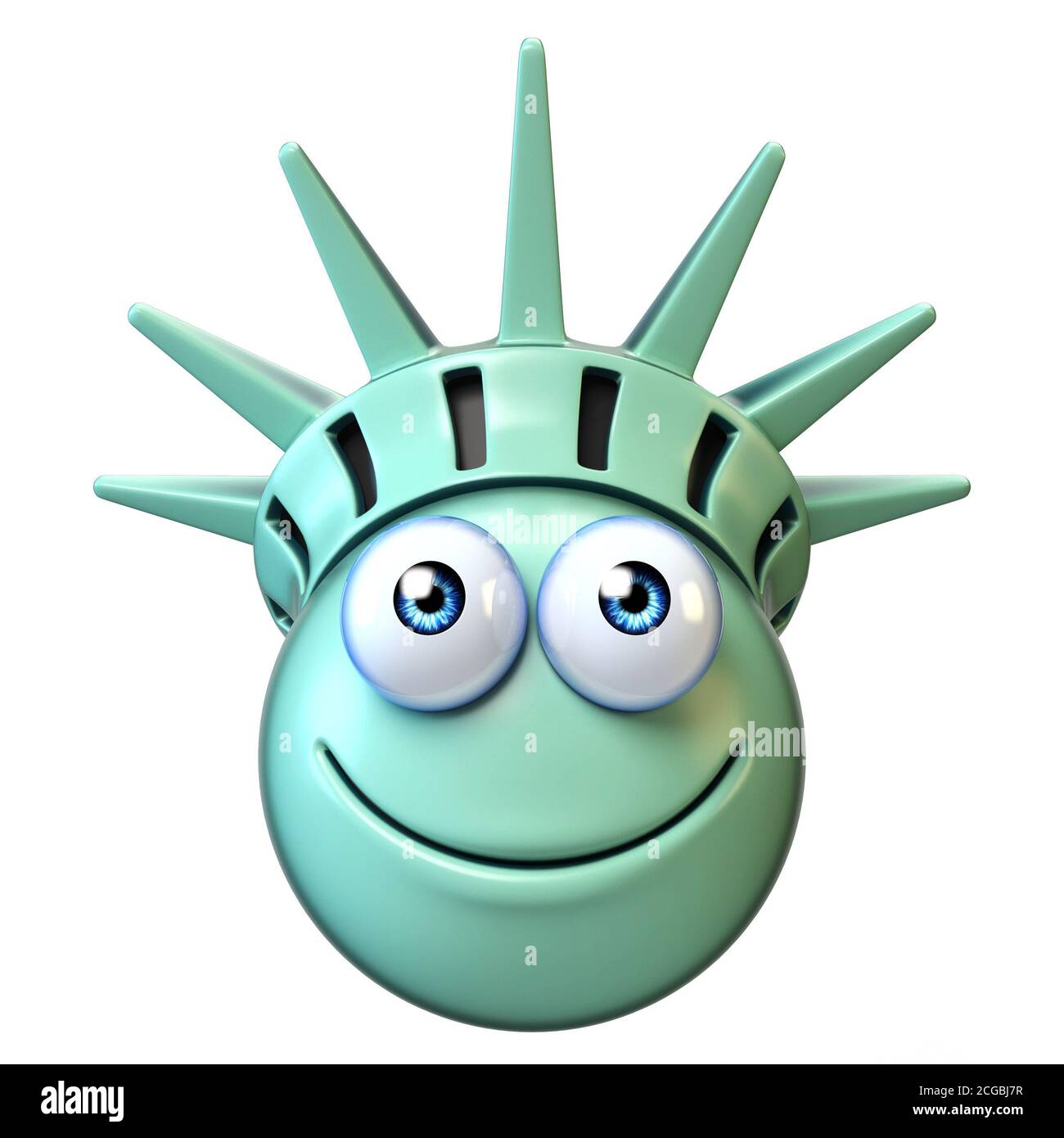 Statue of liberty emoji, cartoon emoticon 3d rendering Stock Photo