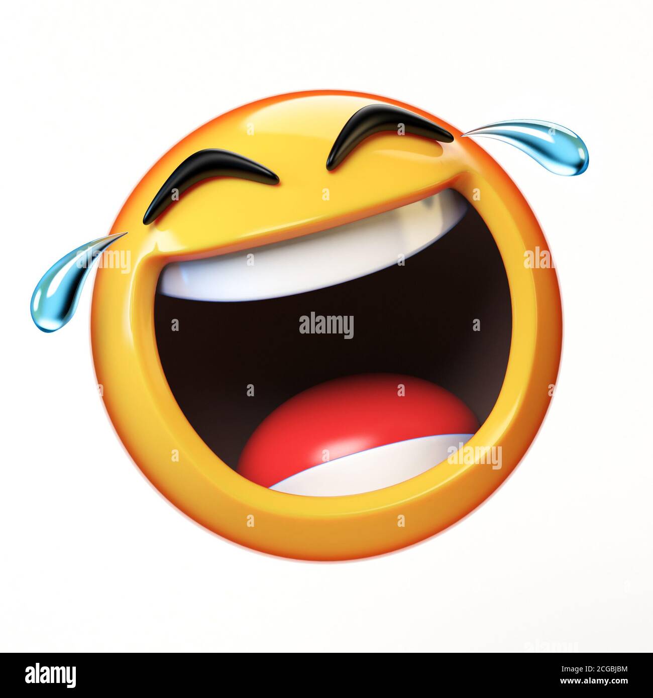 Crazy emoji isolated on white background, silly face emoticon 3d rendering  Stock Illustration