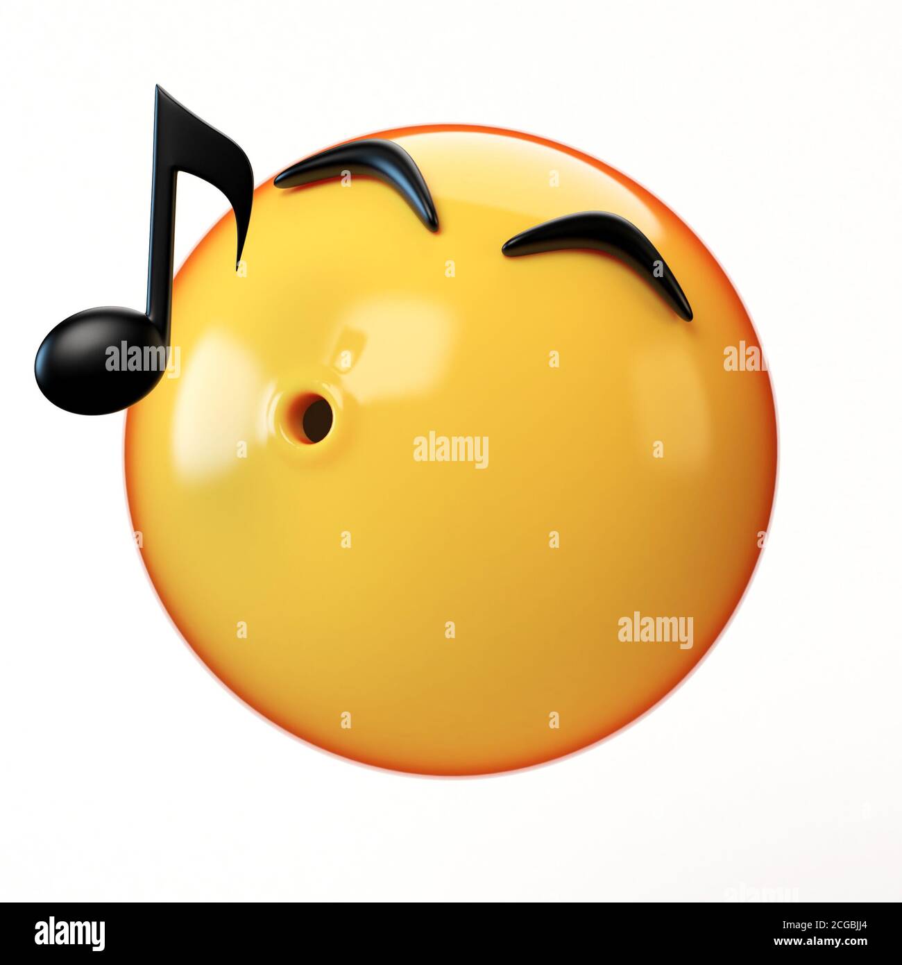 Whistling emoji isolated on white background, music emoticon 3d