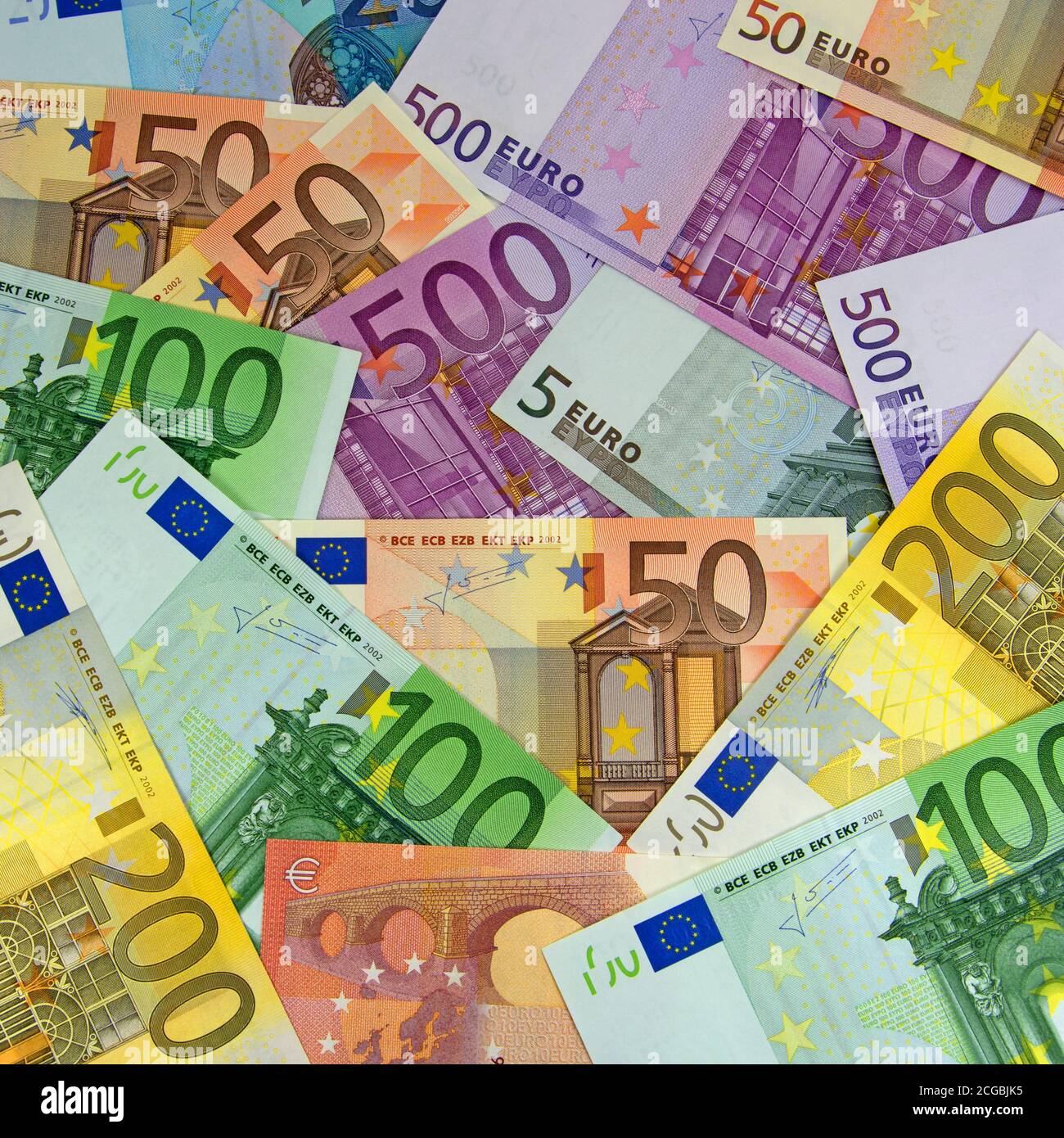 Lots of banknotes in euro currency Stock Photo