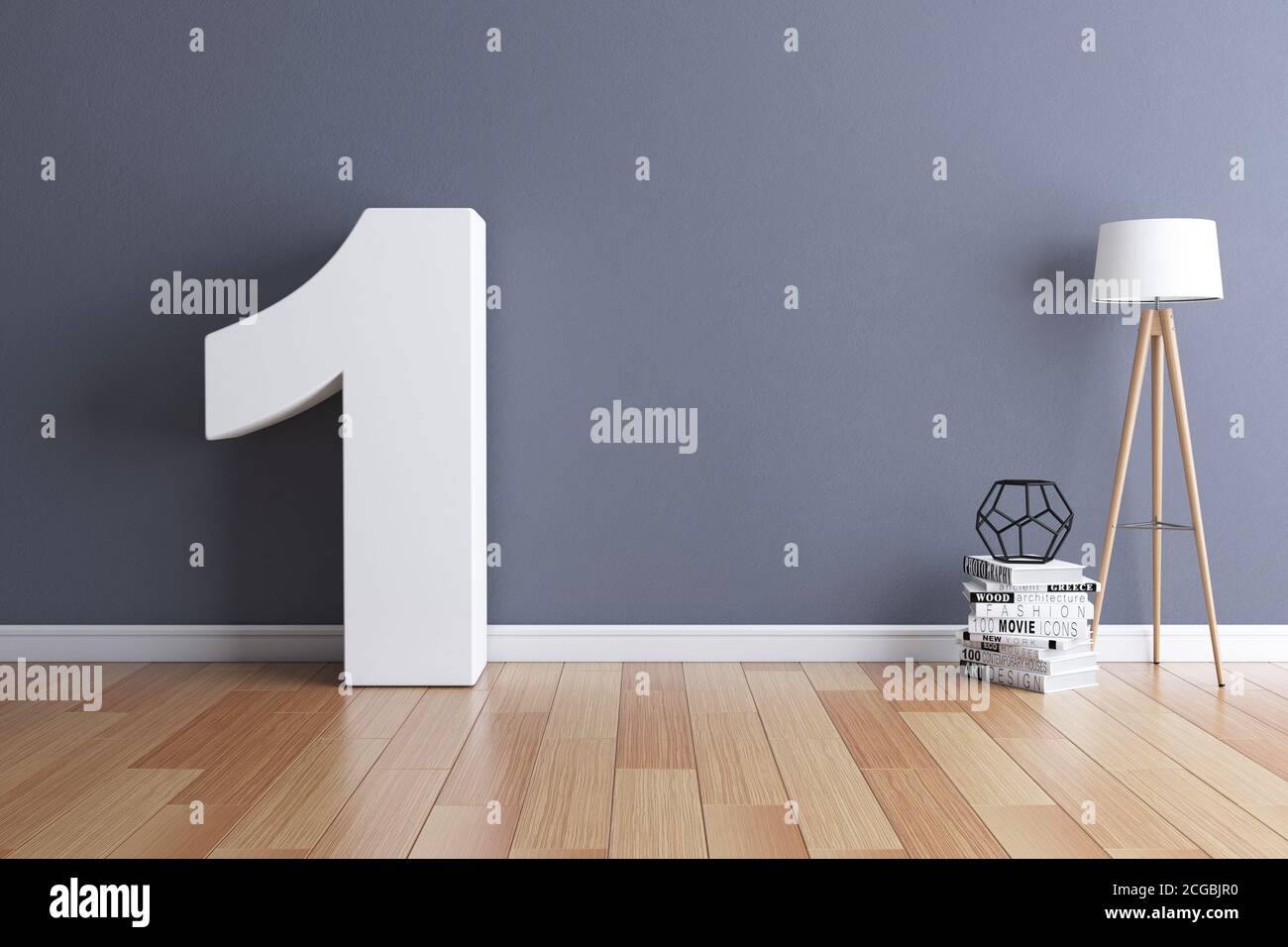 Mock up interior font 3d rendering number 1 Stock Photo - Alamy