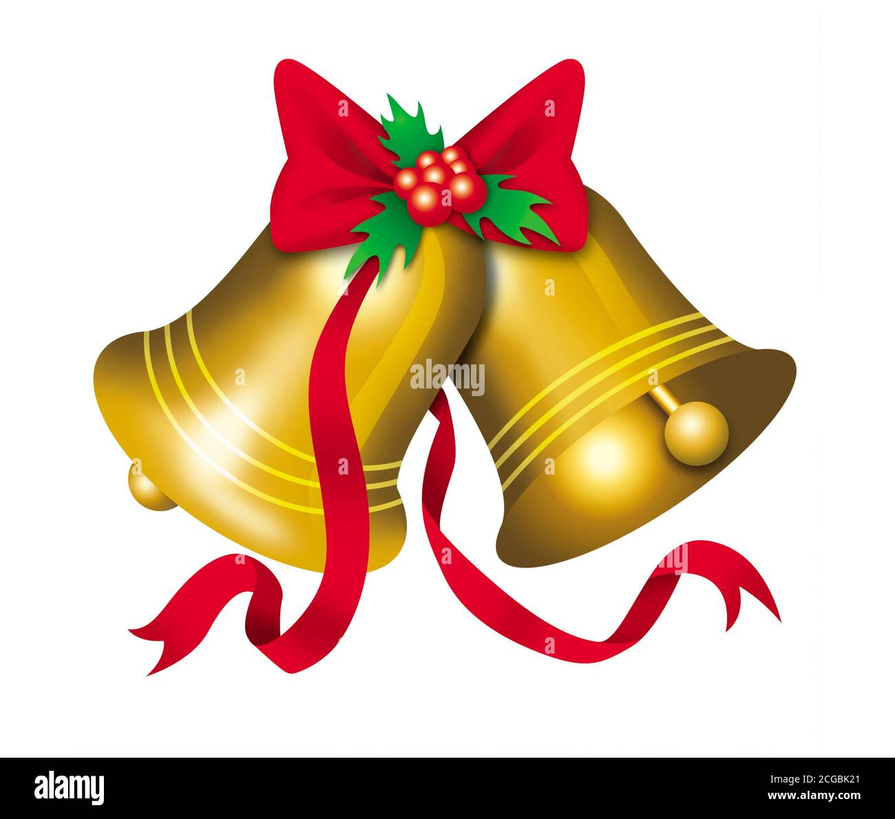 Illustration of christmas bells with a red bow Stock Photo