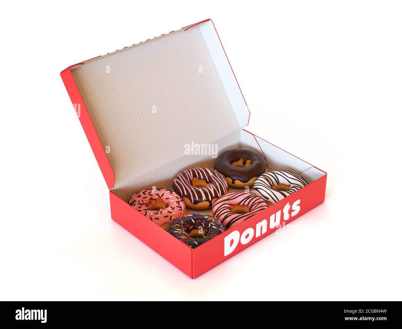Donut box isolated on white background 3d rendering Stock Photo - Alamy