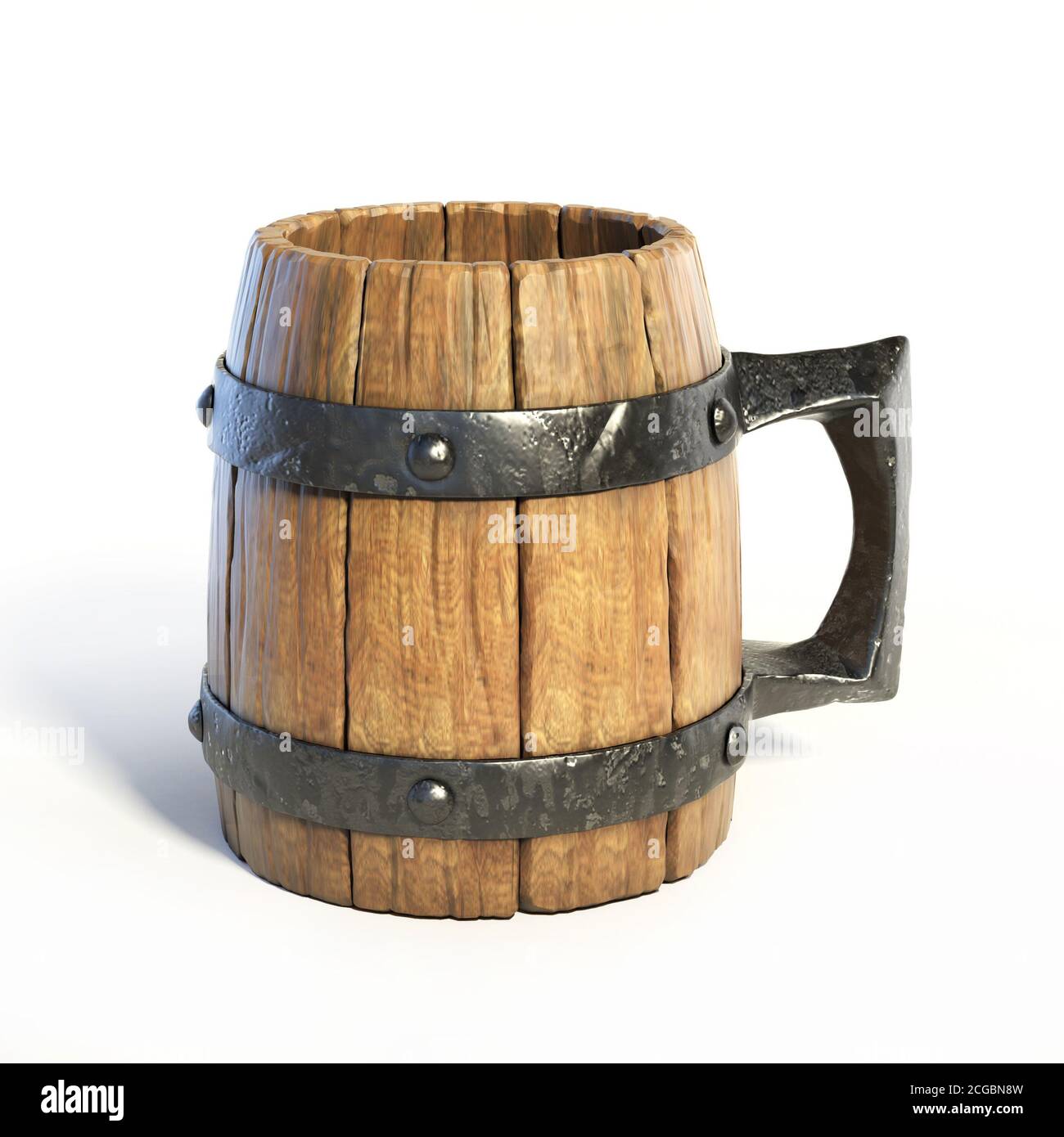 Pair Of Wooden Mugs Tankard 3d Rendering Stock Photo - Download