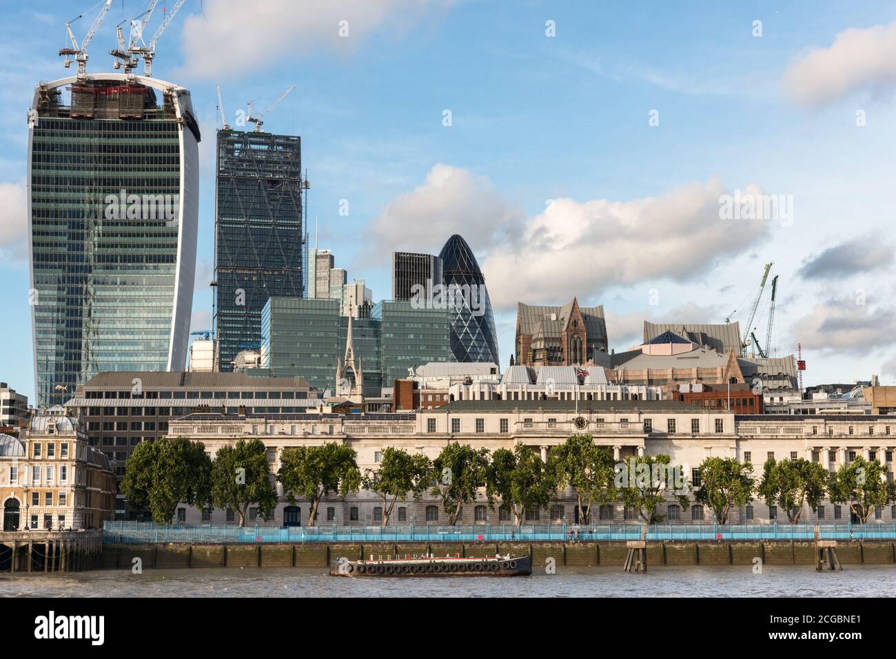 The Walkie Talkie building London under construction as seen across the river Thames as of October 2013 Stock Photo