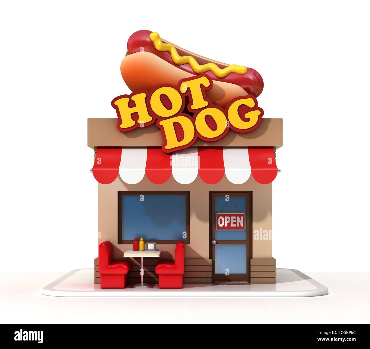 Hot dog restaurant 3d rendering Stock Photo Alamy