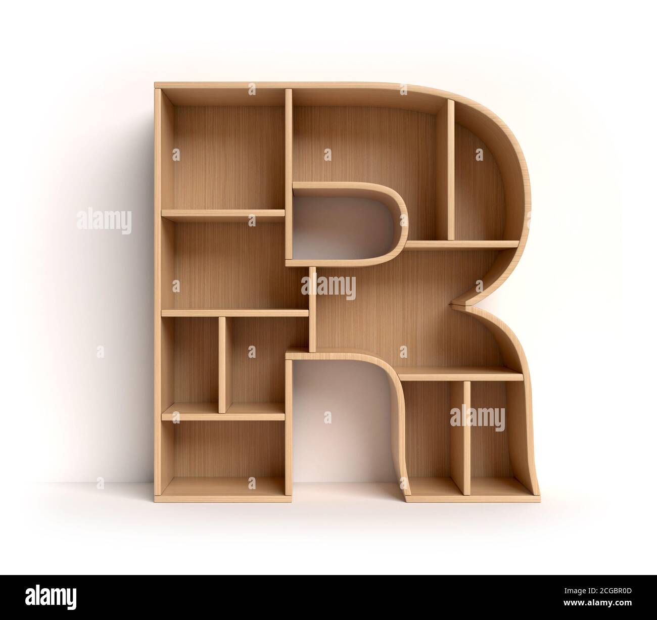 Shelf Top Cursive R Shelf font 3d rendering letter R Stock Photo - Alamy