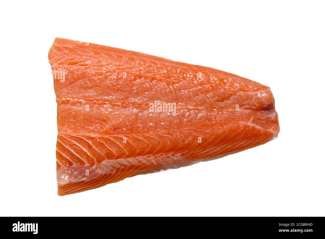 Salmon fillet, tail part is on a white background. Isolated Stock Photo
