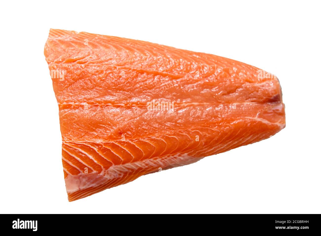 Salmon fillet, tail part is on a white background. Isolated Stock Photo