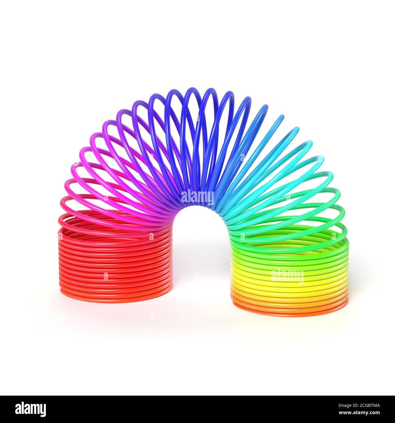 Spring toy, plastic colorful spring, 3d rendering Stock Photo