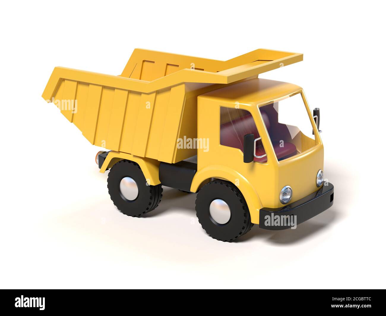 Yellow toy dump truck 3d rendering Stock Photo