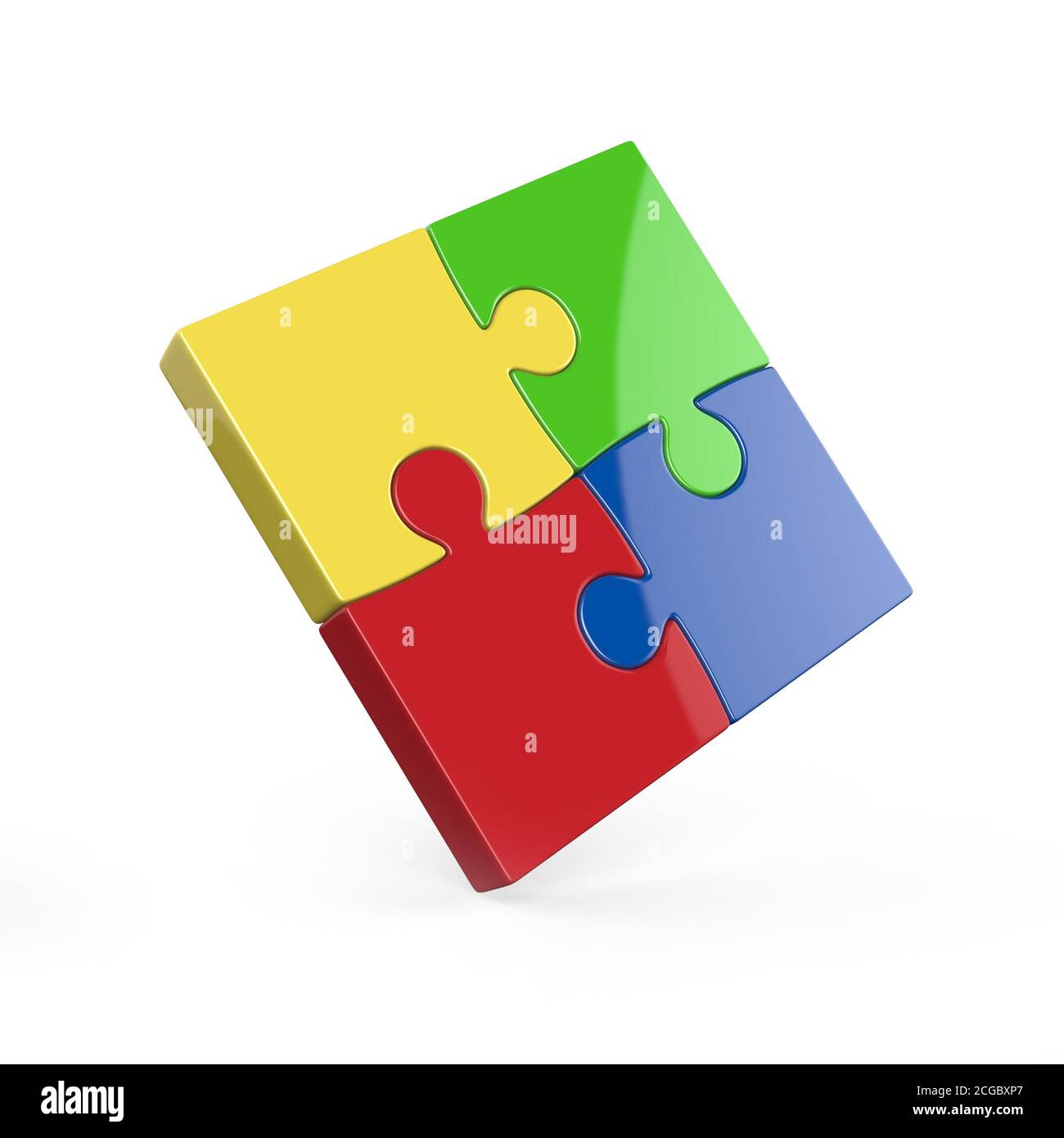 Four piece 3d puzzle on white background Stock Photo - Alamy