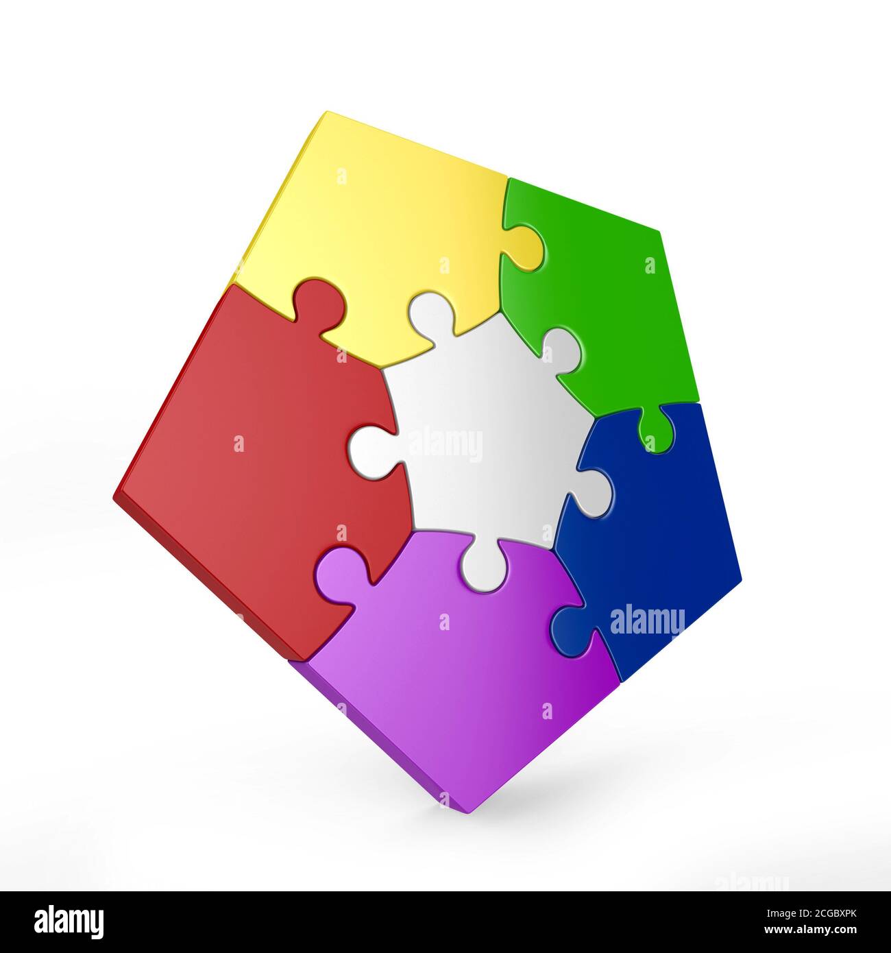 Five sided puzzles 3d rendering Stock Photo