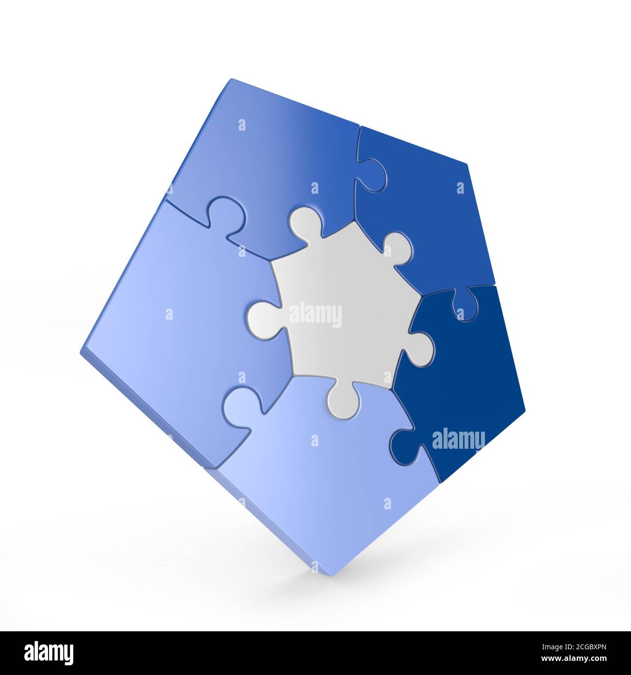 Five sided puzzles 3d rendering Stock Photo