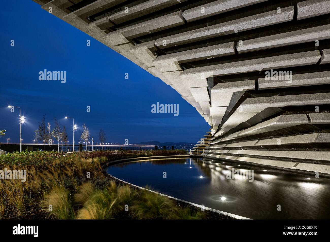 The recently opened V&A Museum, Dundee, Scotland, UK at dusk, a modern design museum opened in September 2018. Stock Photo