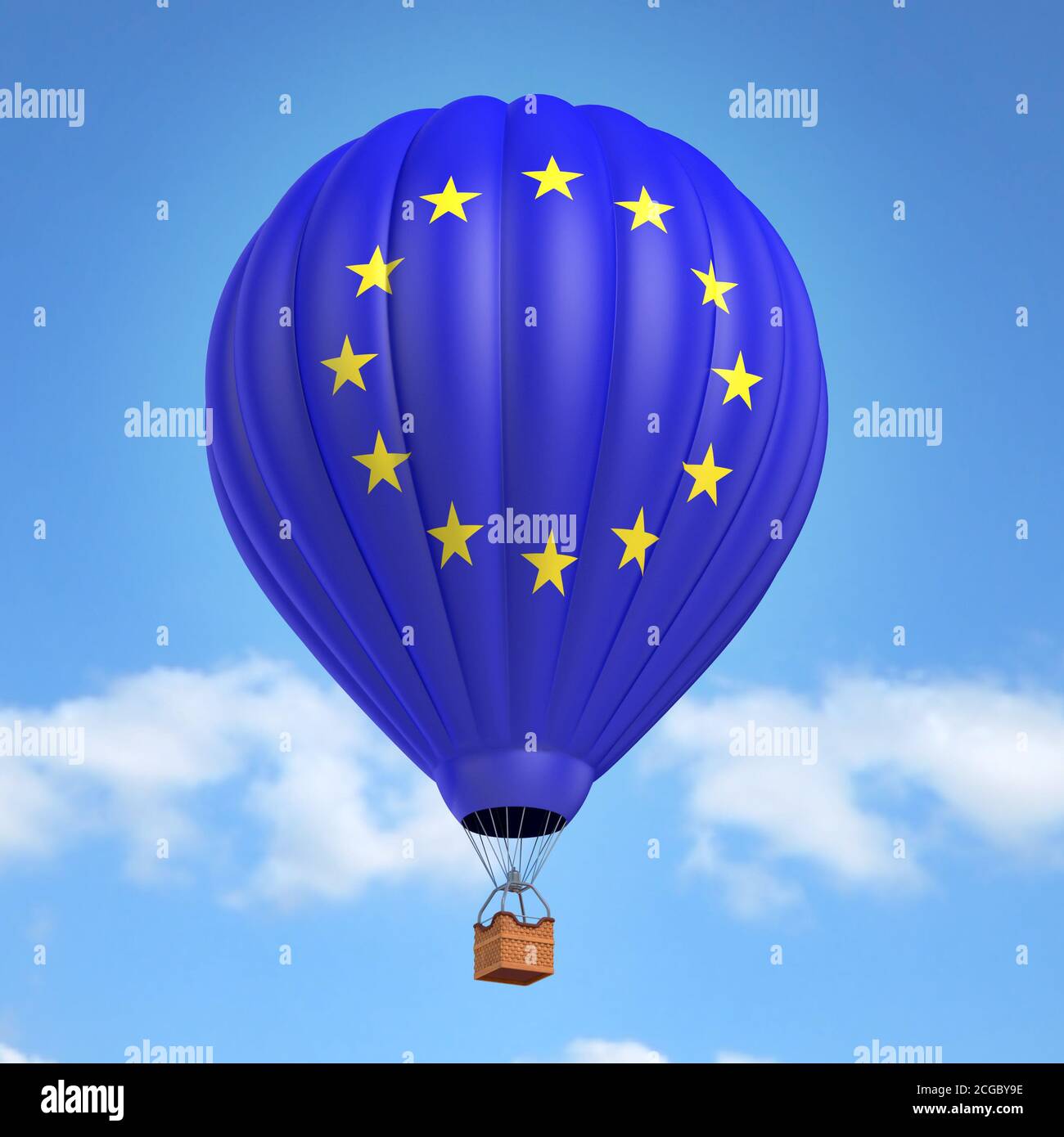 Hot air balloon with European Union flag Stock Photo
