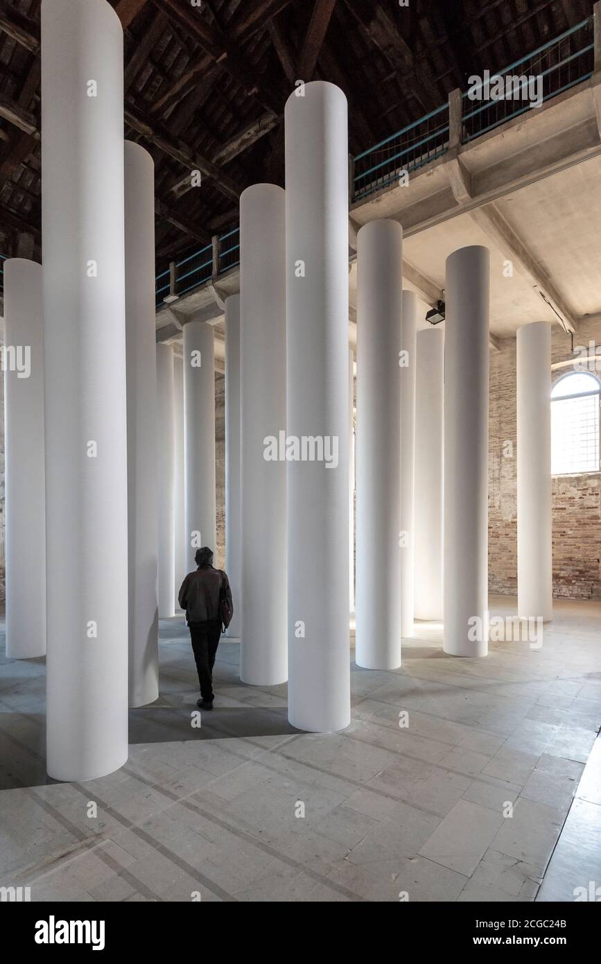 2018 Venice Architecture Biennale curated by Yvonne Farrell and Shelley McNamara. Experience of Space by Valerio Olgiati. Stock Photo