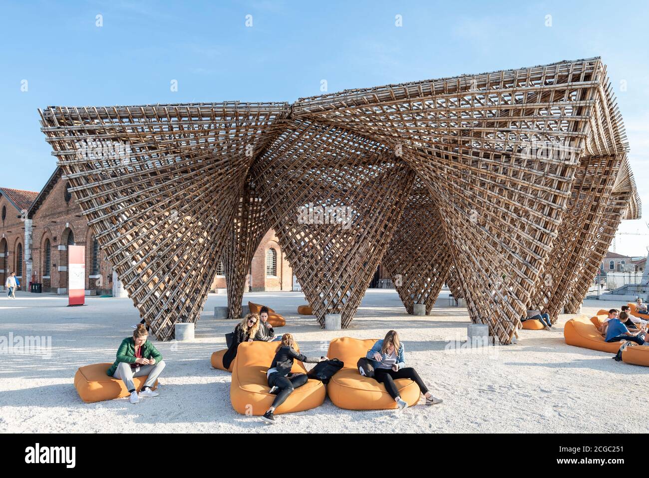 2018 Venice Architecture Biennale curated by Yvonne Farrell and Shelley McNamara. Bamboo Stalactite by VTN Architects. Stock Photo