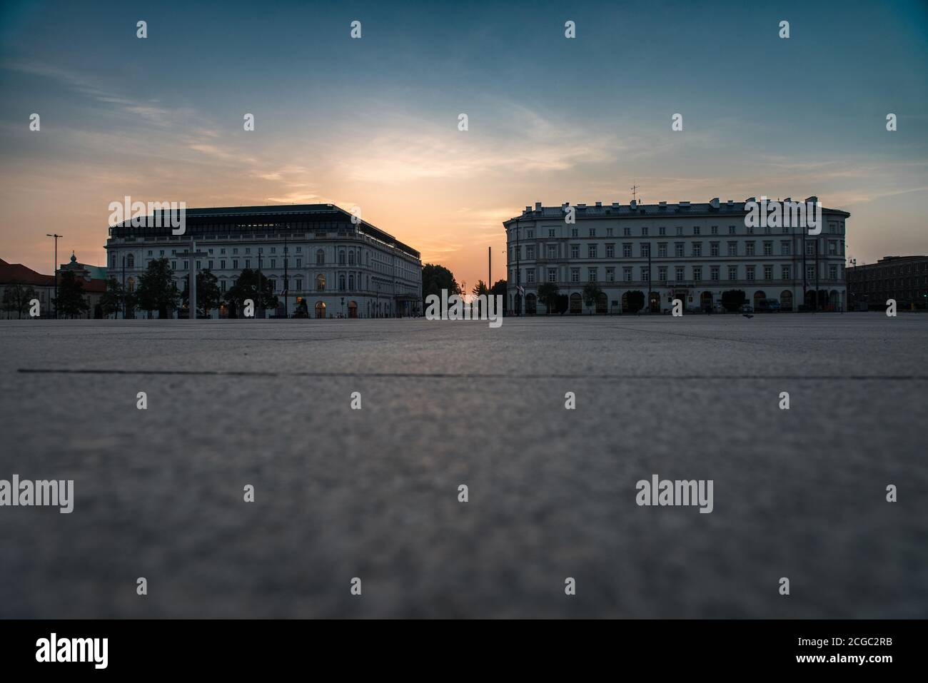 Pi?sudskiego Square, Warsaw, Poland at sunrise. Stock Photo