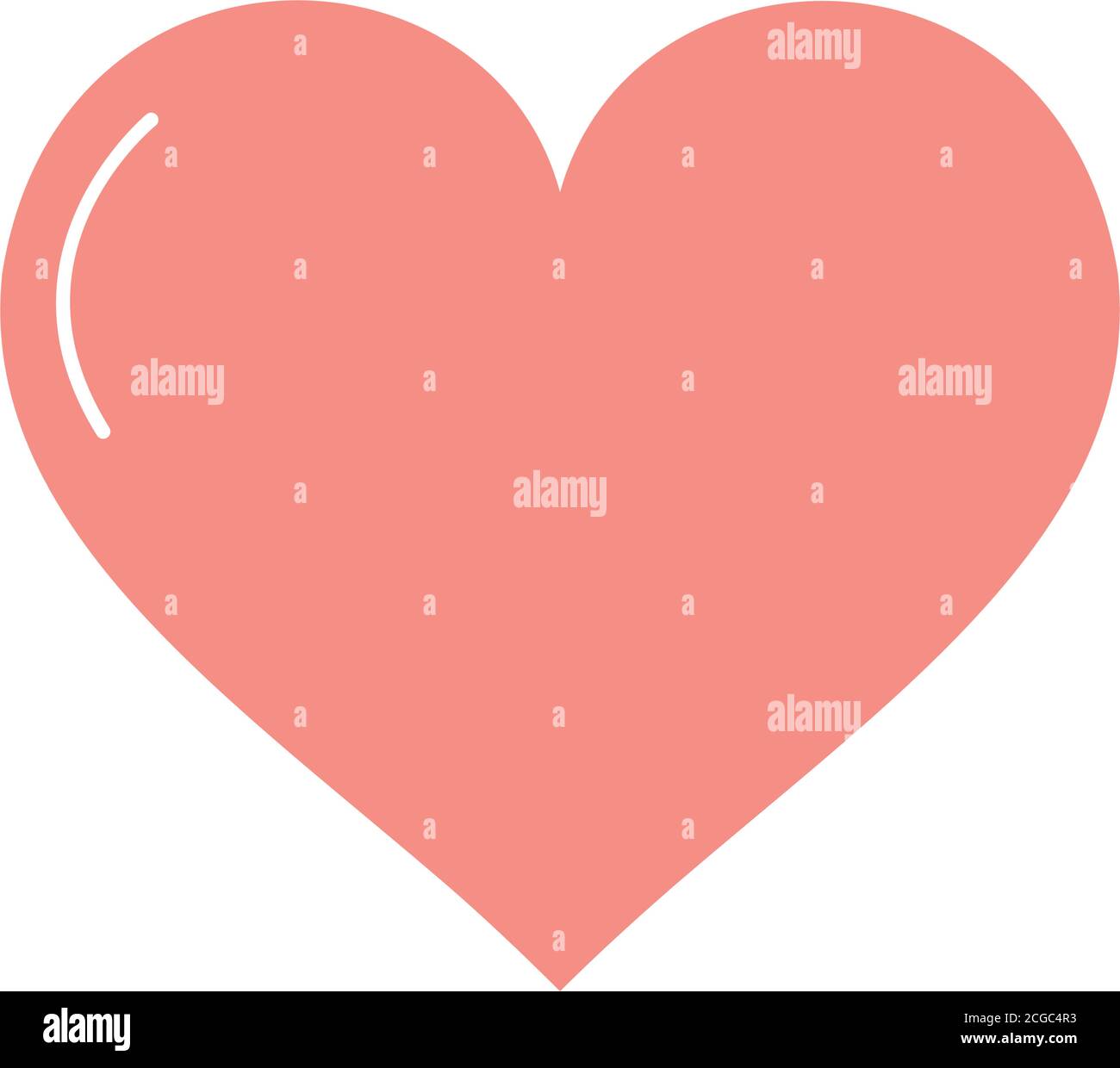 heart shape icon over white background, flat style, vector illustration ...