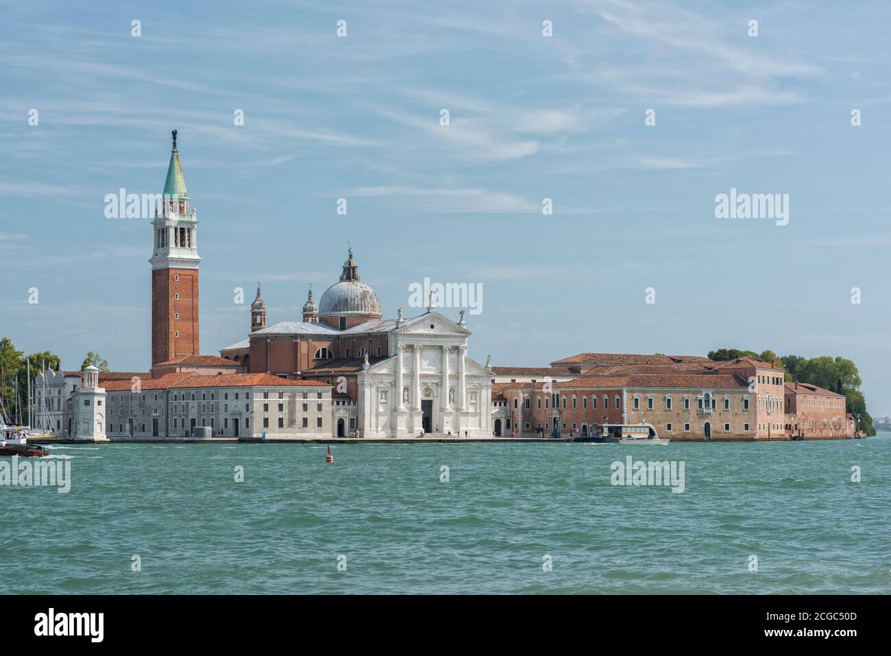 San Giorgio Maggiore from across the lagoon, Venice, Italy. Basilica completed 1610. Stock Photo