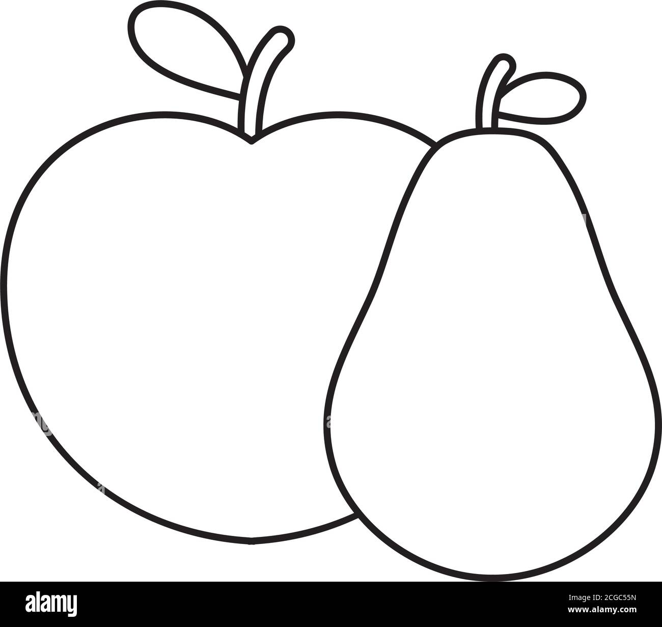 pear and apple icon over white background, line style, vector ...