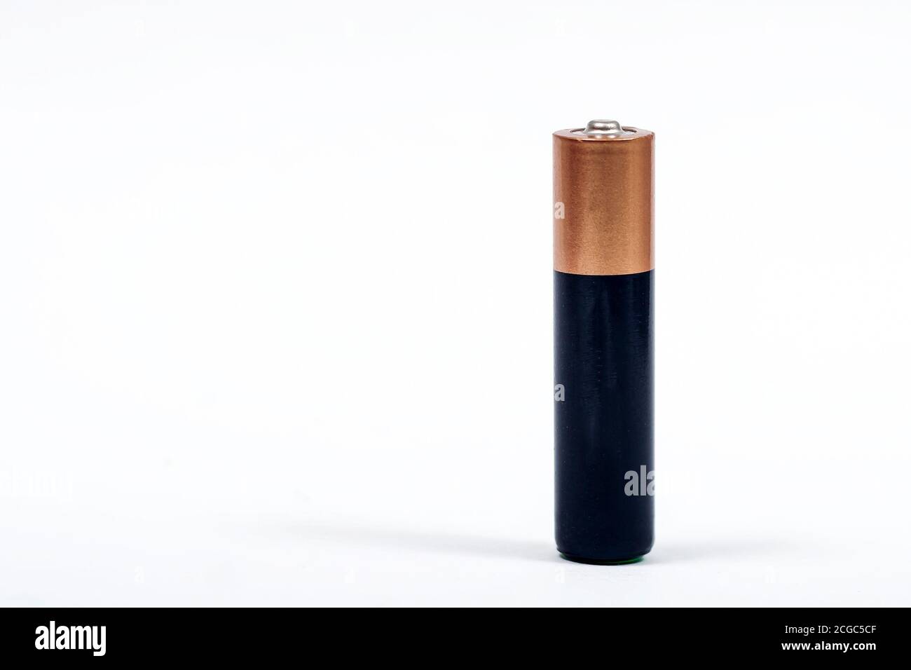 The battery on the white background is isolate. Front view Stock Photo ...