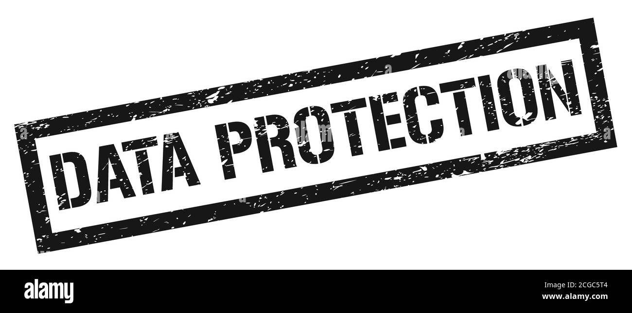 DATA PROTECTION black grungy rectangle stamp sign Stock Photo - Alamy