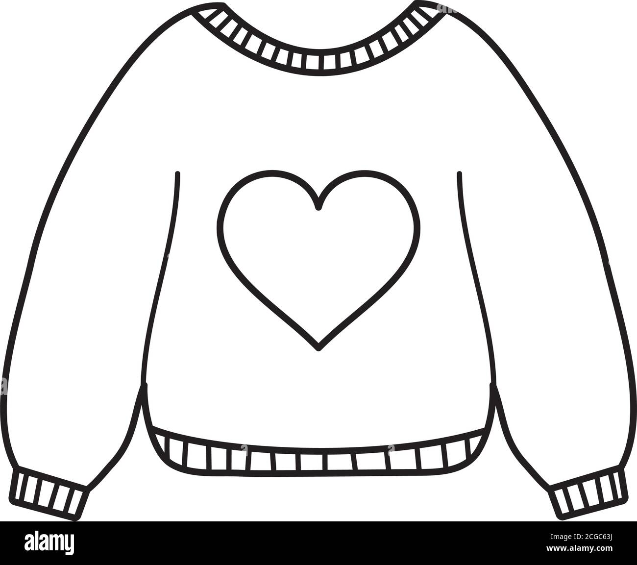 sweater with heart icon over white background, line style, vector  illustration Stock Vector Image & Art - Alamy