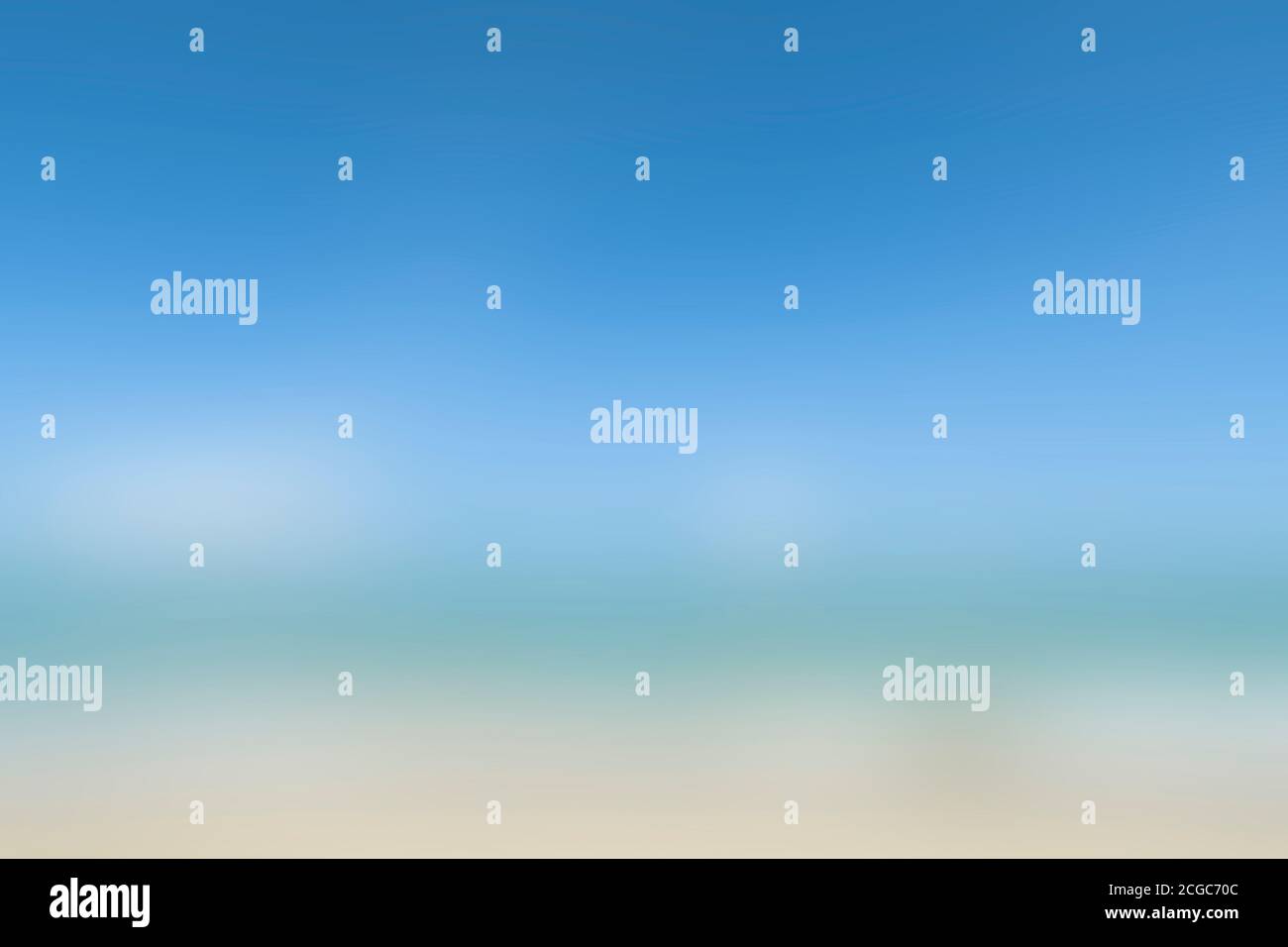 Blurred background of blue sky, emerald sea and golden beack. Blurred background with natural day tone. Stock Photo