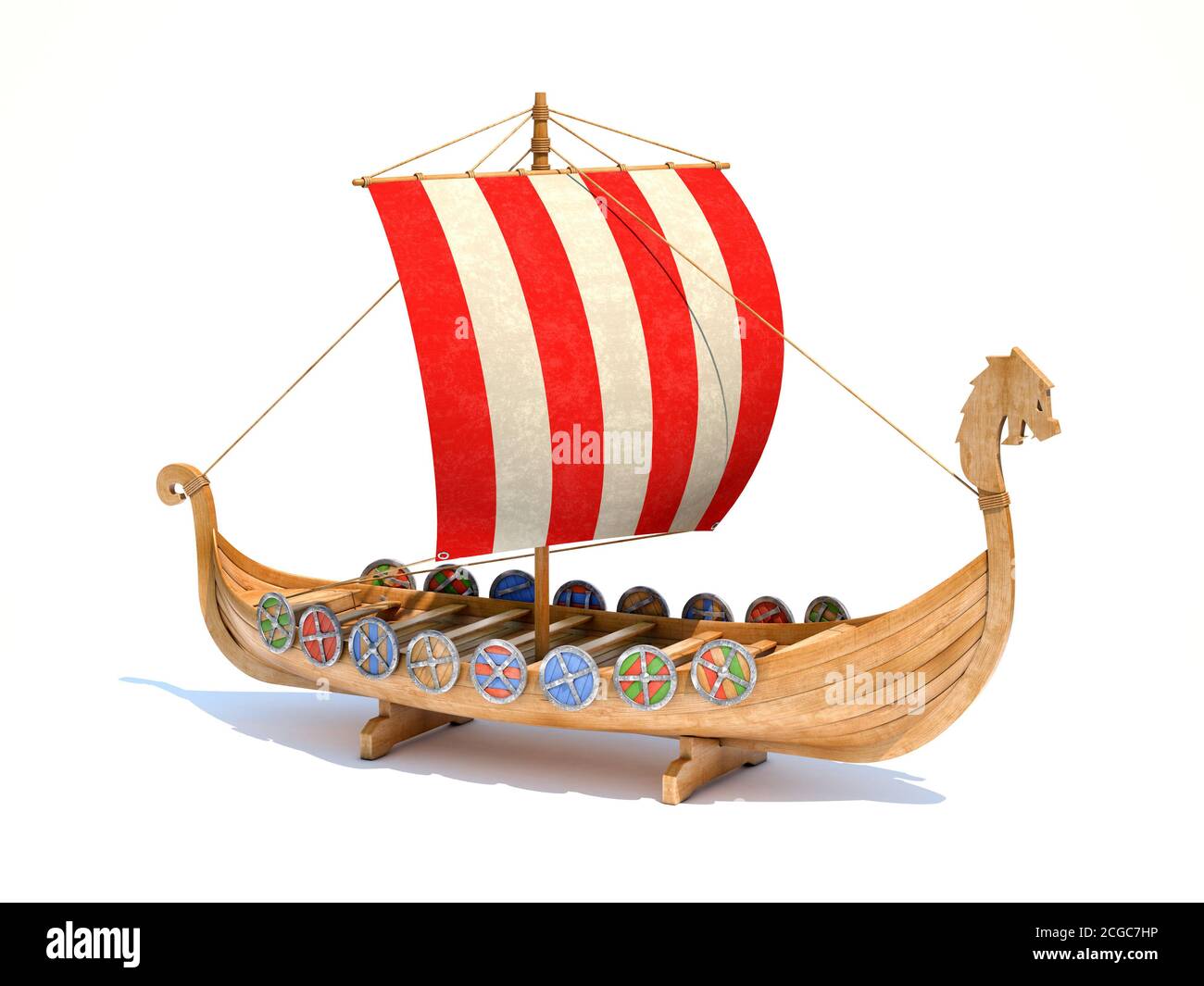 Viking ship model 3d rendering Stock Photo