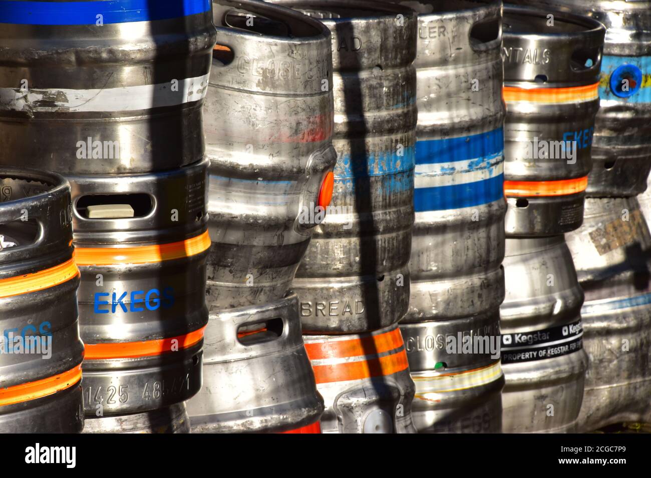 Beer Barrels, kegs, Old Gate, Hebden bridge, Pennines, Yorkshire, UK Stock Photo