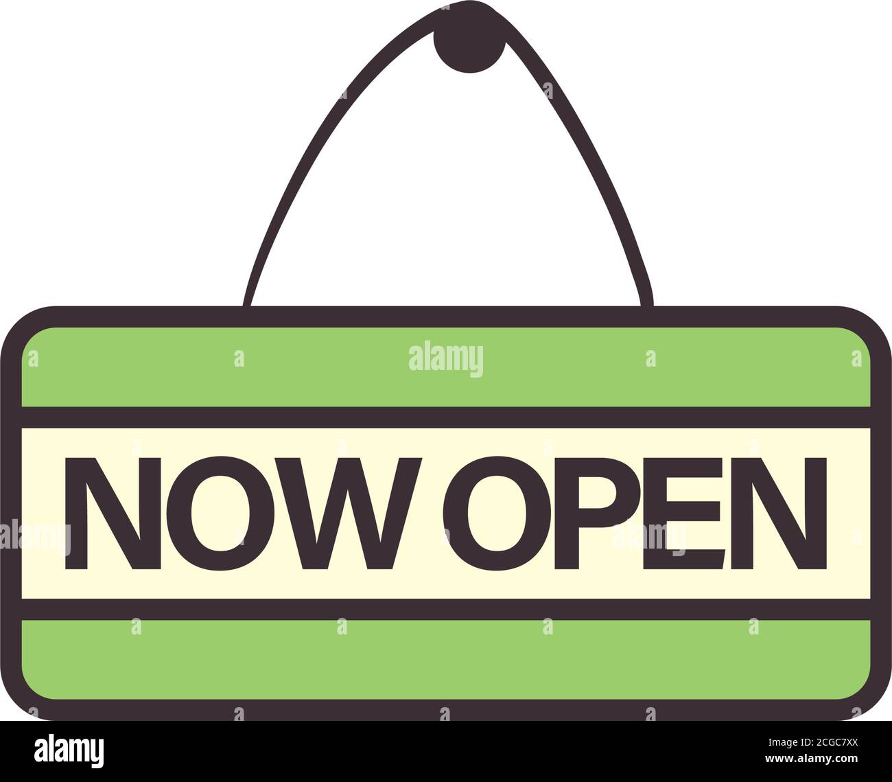now open banner line and fill style icon design of Shopping commerce ...