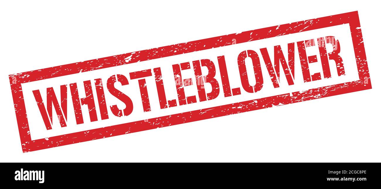 WHISTLEBLOWER red grungy rectangle stamp sign. Stock Photo
