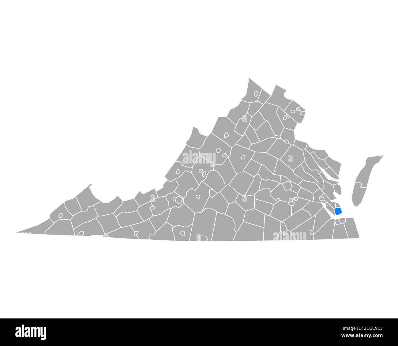 Map of Hampton in Virginia Stock Photo