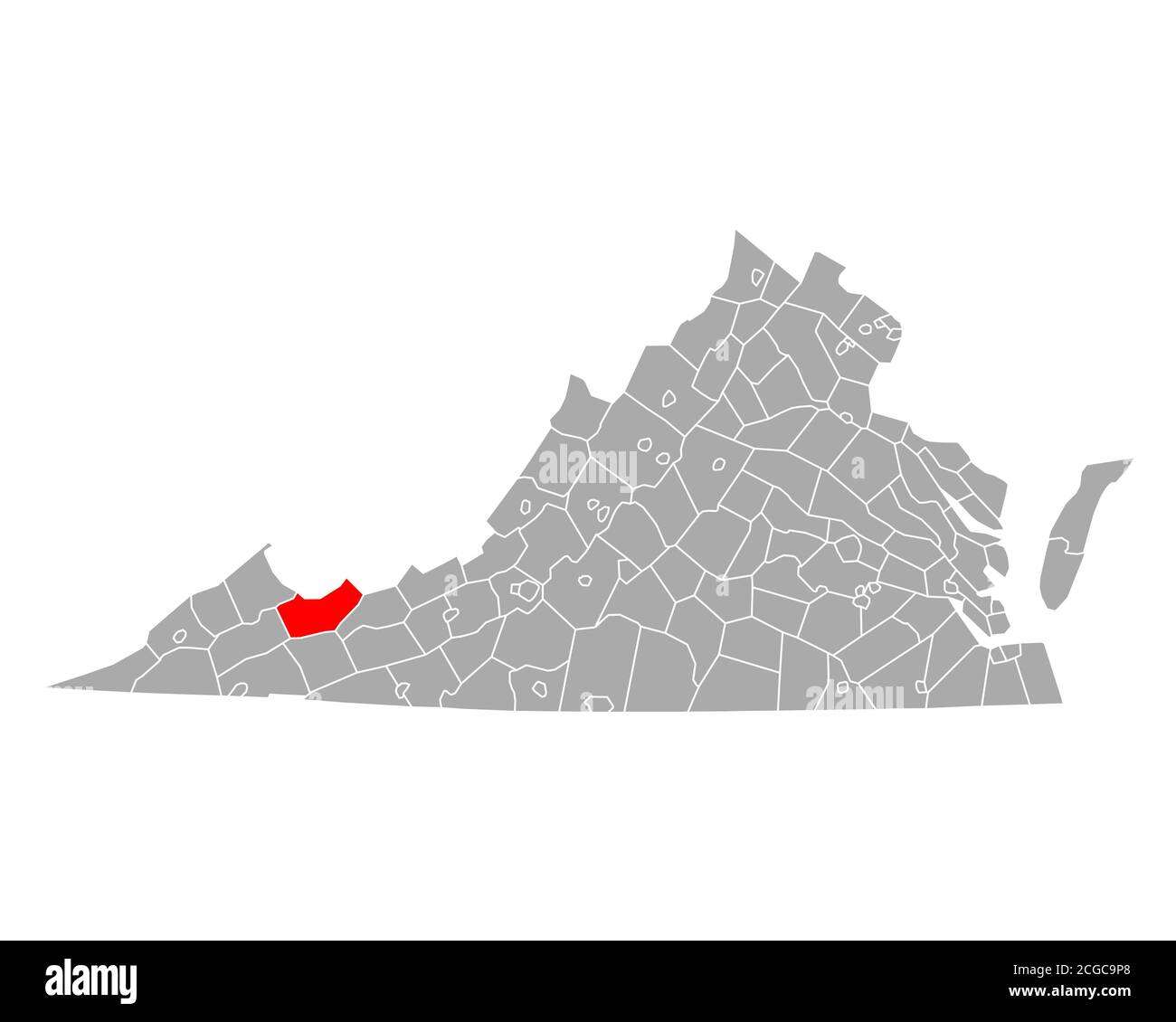 Map of Tazewell in Virginia Stock Photo