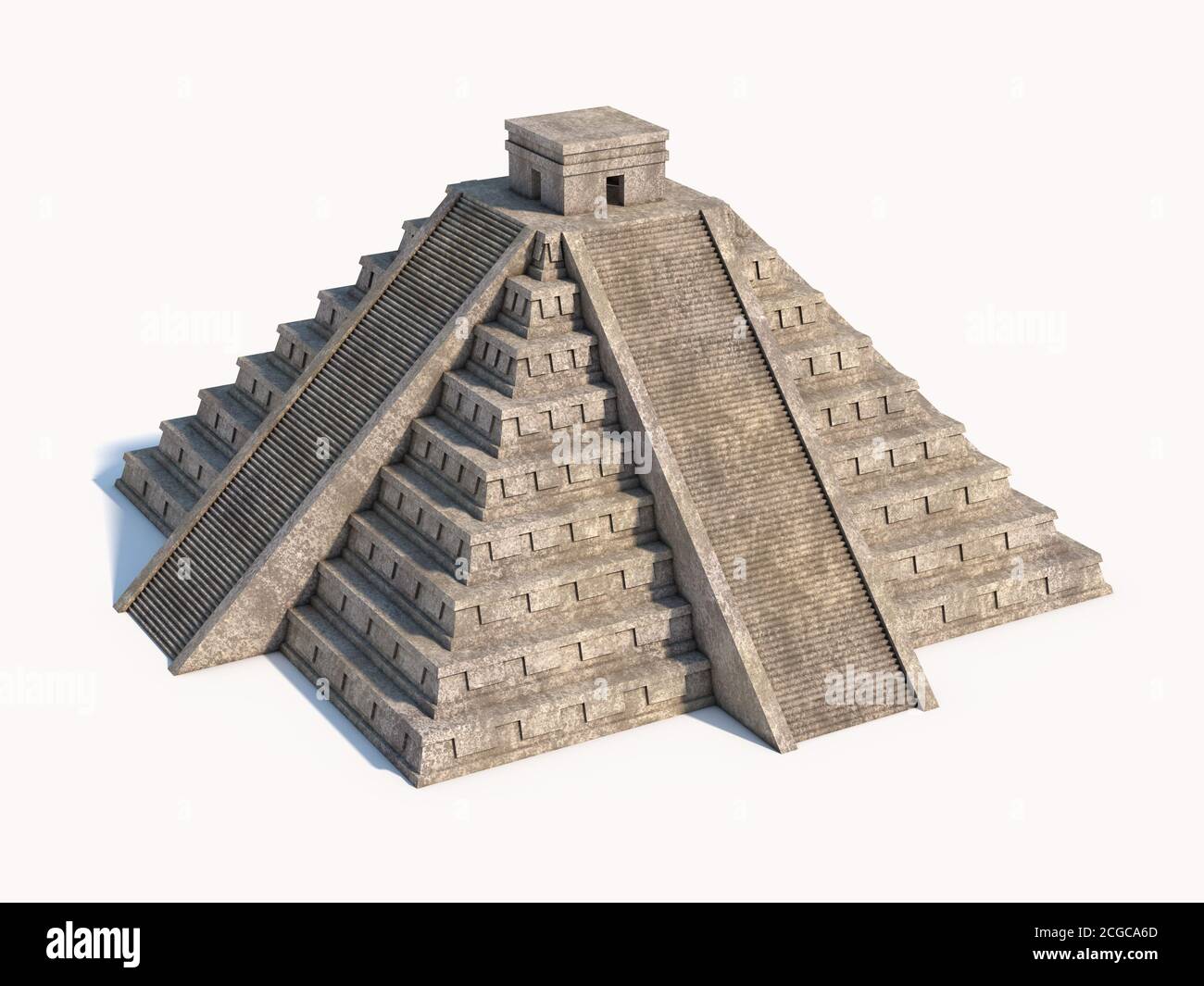Mayan pyramid isolated on white 3d rendering Stock Photo