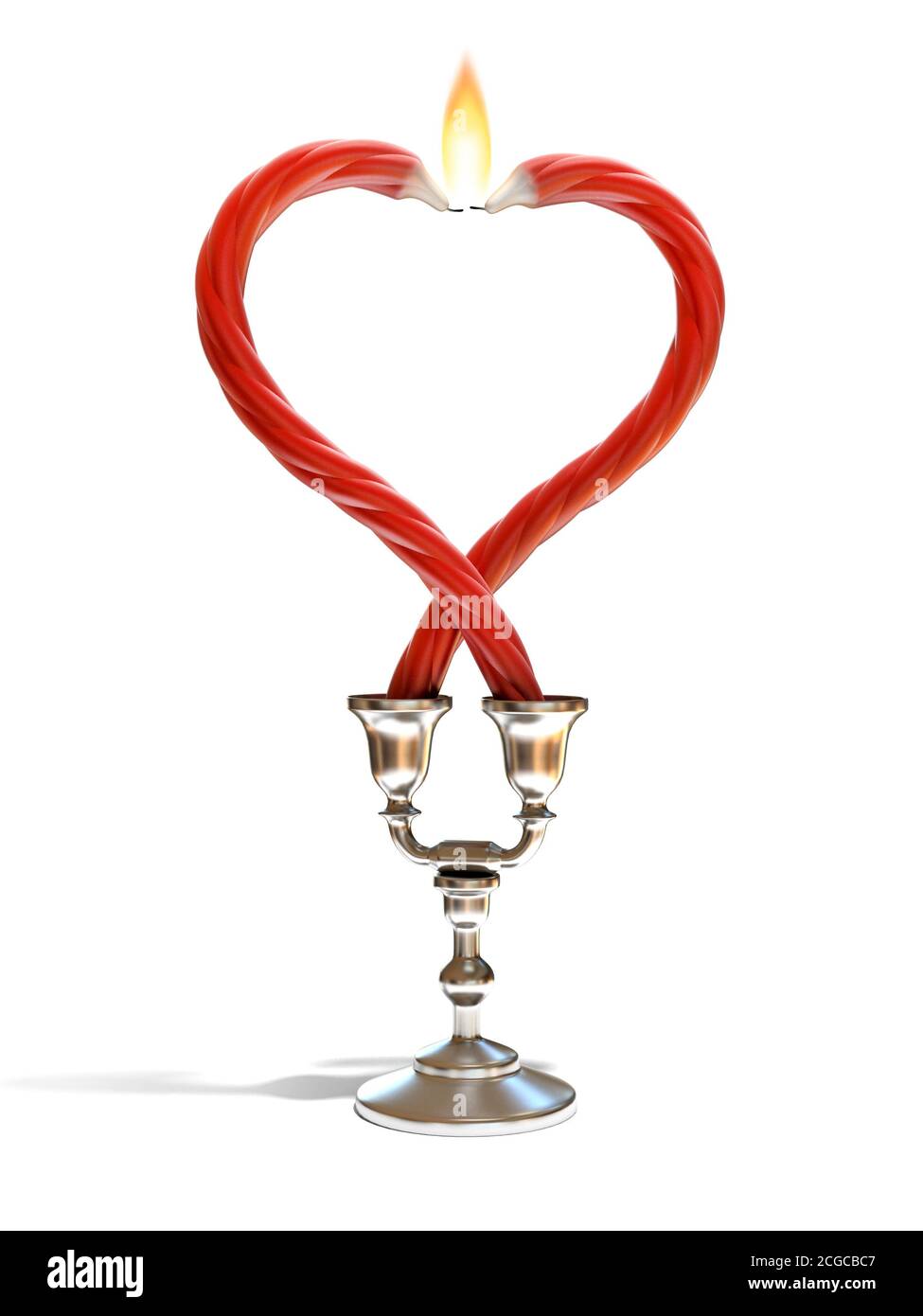 two candles forming heart shape Stock Photo Alamy