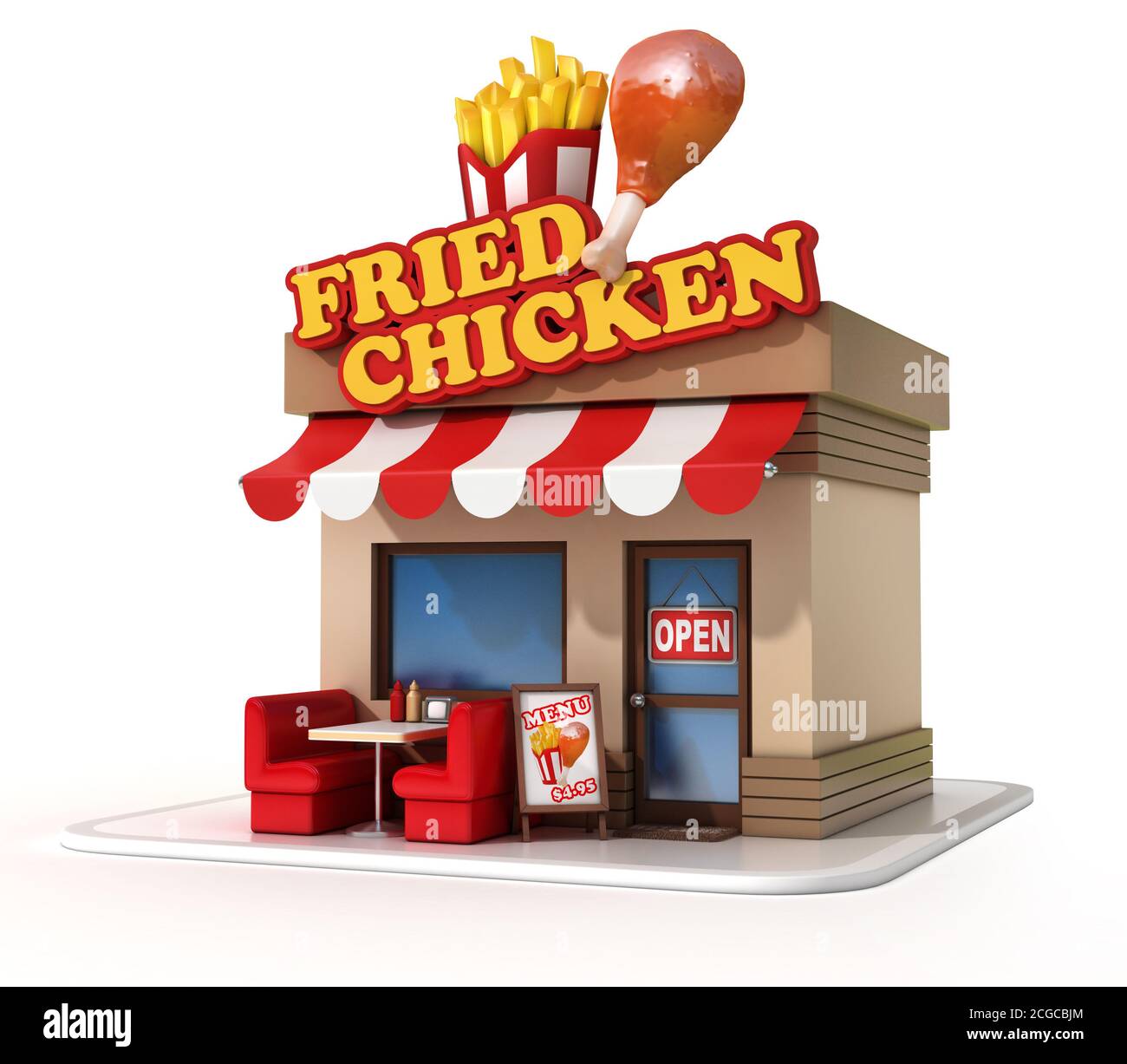 Fried chicken restaurant 3d rendering Stock Photo