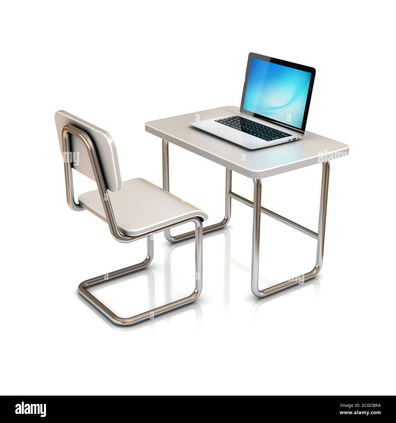 laptop school desk and chair Stock Photo - Alamy