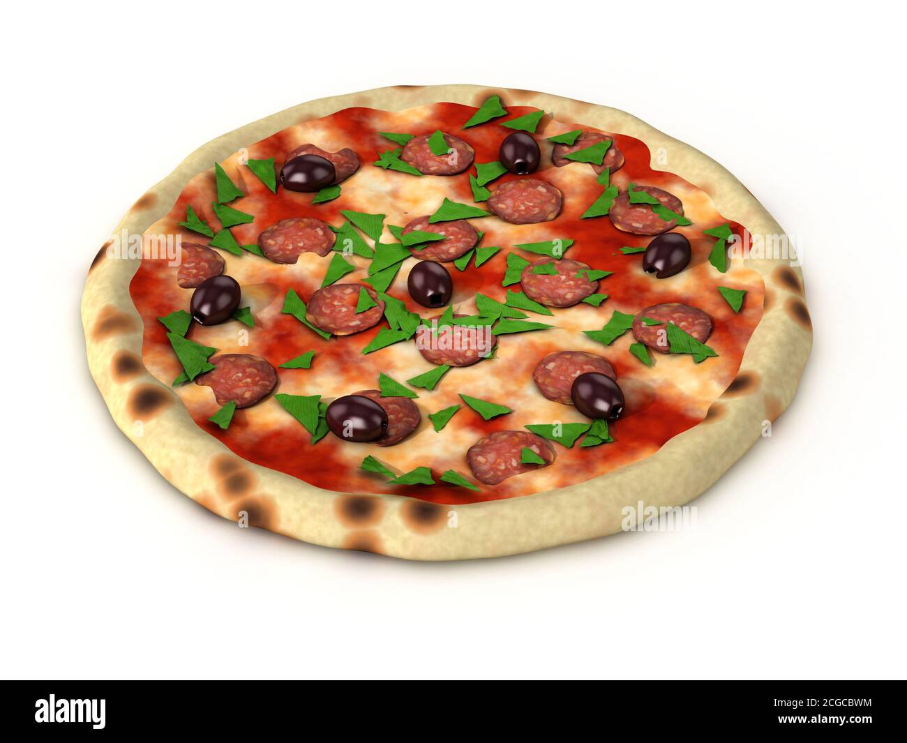 pizza on white background 3d illustration Stock Photo