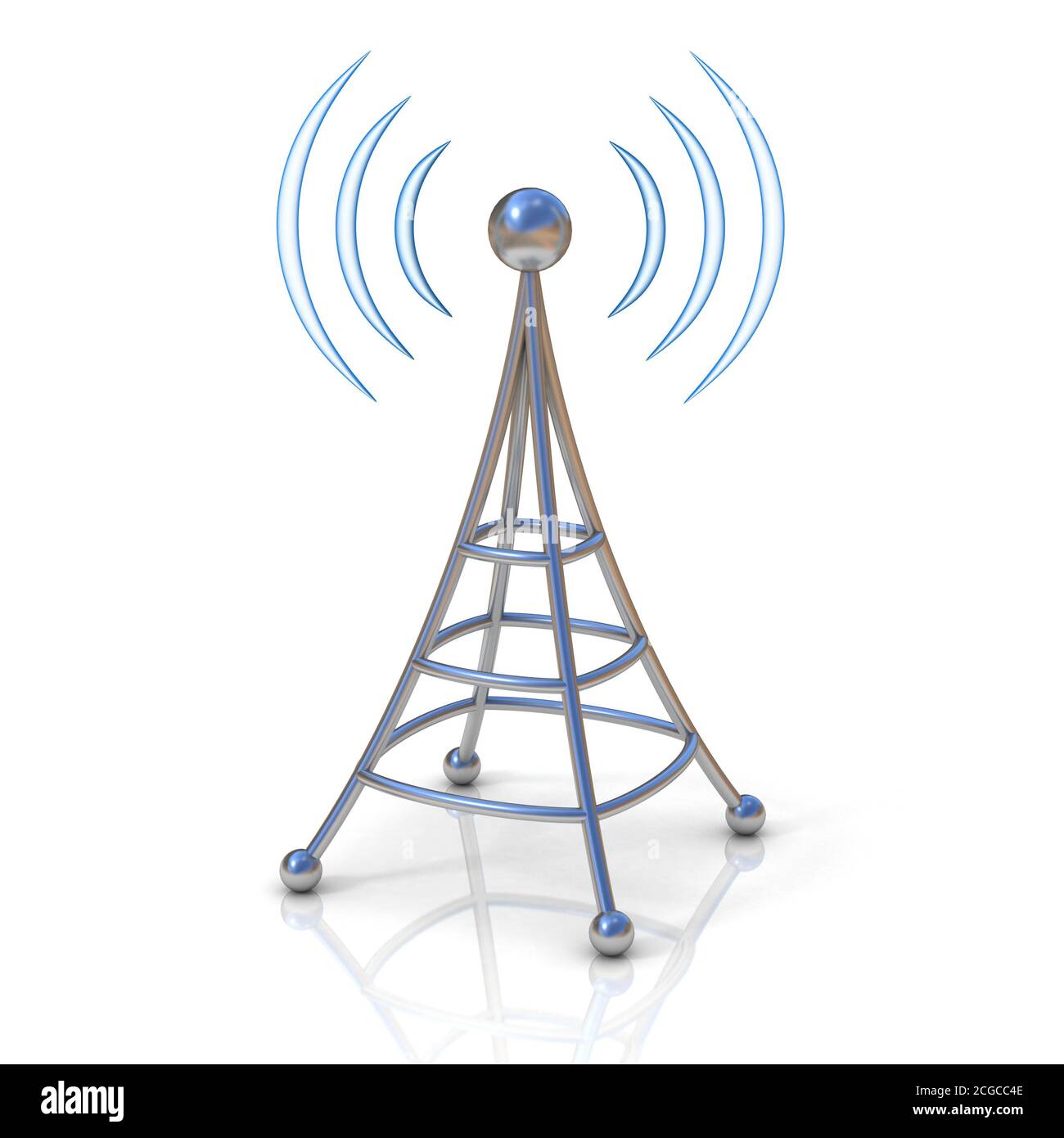 wireless tower with radio waves Stock Photo Alamy