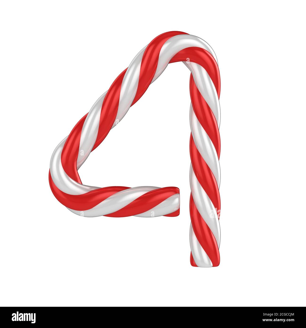 christmas candy cane font - number 4 Stock Photo - Alamy