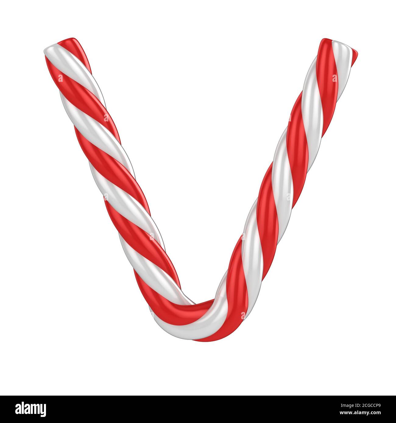 christmas candy cane font - letter V Stock Photo