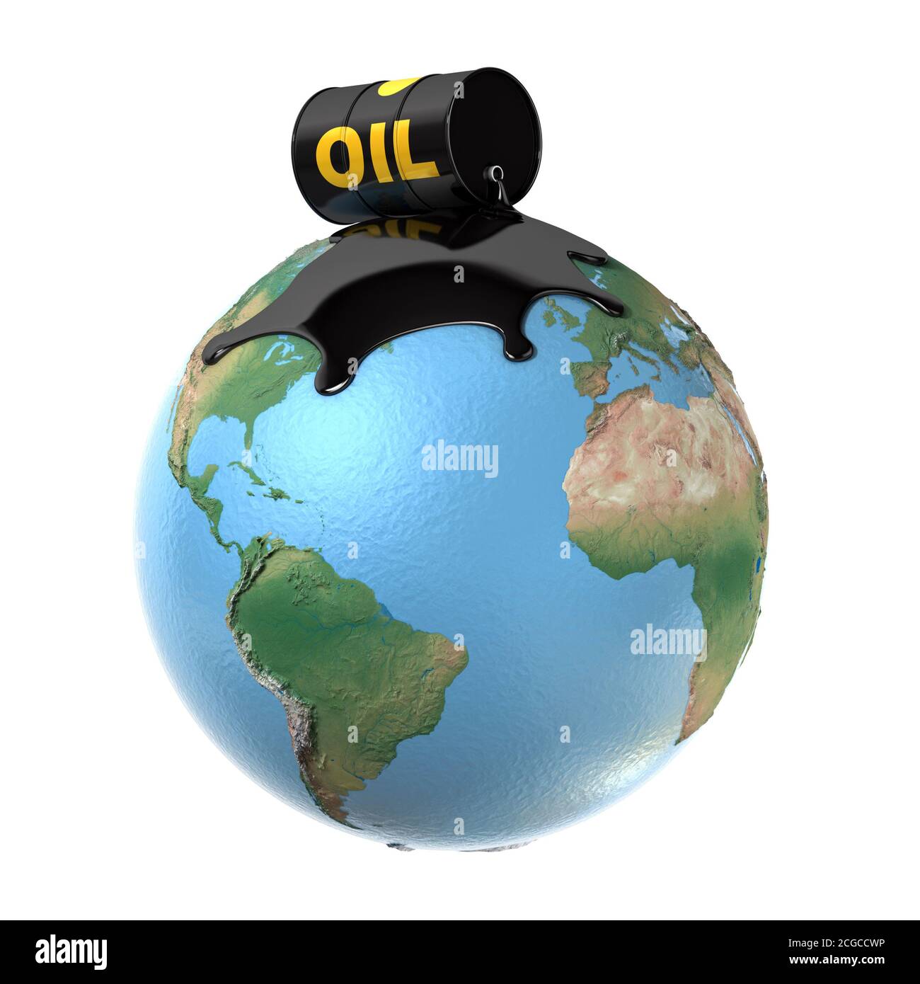 oil spill over planet earth 3d illustration Stock Photo
